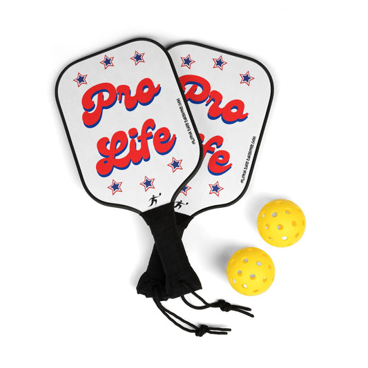 'Pro Life' Patriot Recreational Pickleball Paddle Set - 2 Paddles, 2 Balls, Carrying Case
