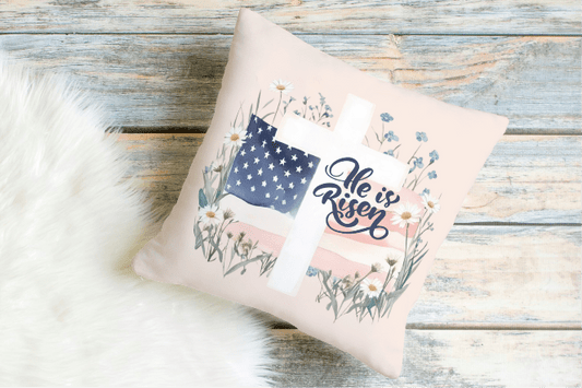 'American Wildflower/He is Risen' Spring Pink Floral Outdoor Accent Pillow - Gloria Dios Designs