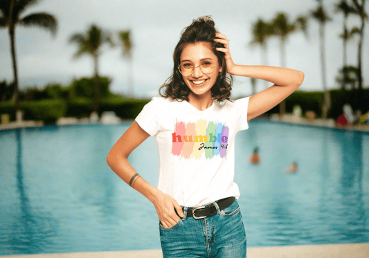 Funny 'Humble' Christian Rainbow 100% Cotton T-Shirt - Gloria Dios Designs