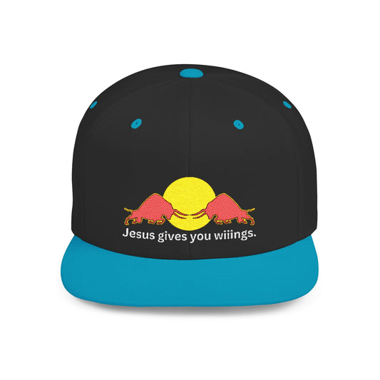 Jesus Gives You Wings Flat Bill Snapback Cap - Gloria Dios Designs